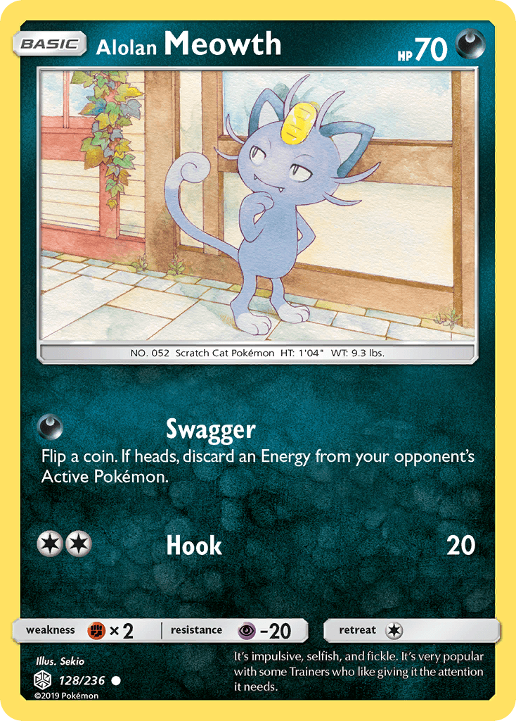 Alolan Meowth — Cosmic Eclipse Pokemon card