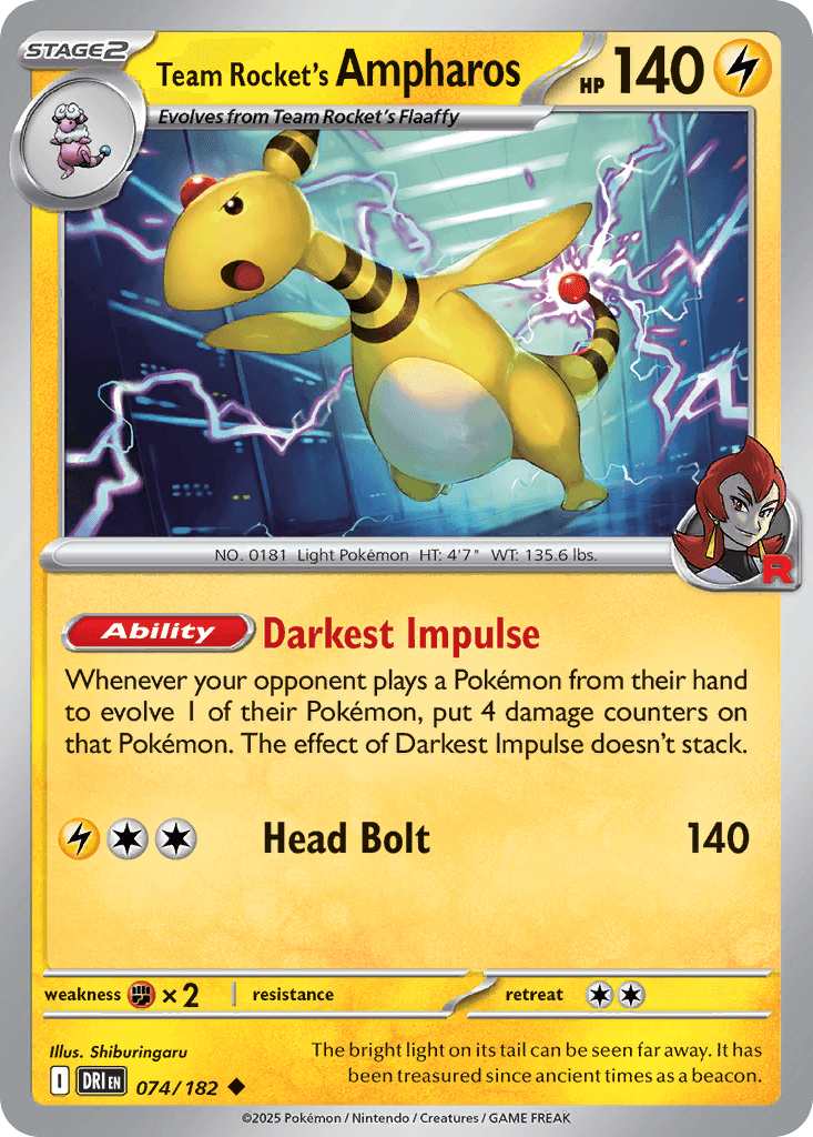 Team Rocket's Ampharos — Destined Rivals Pokemon card