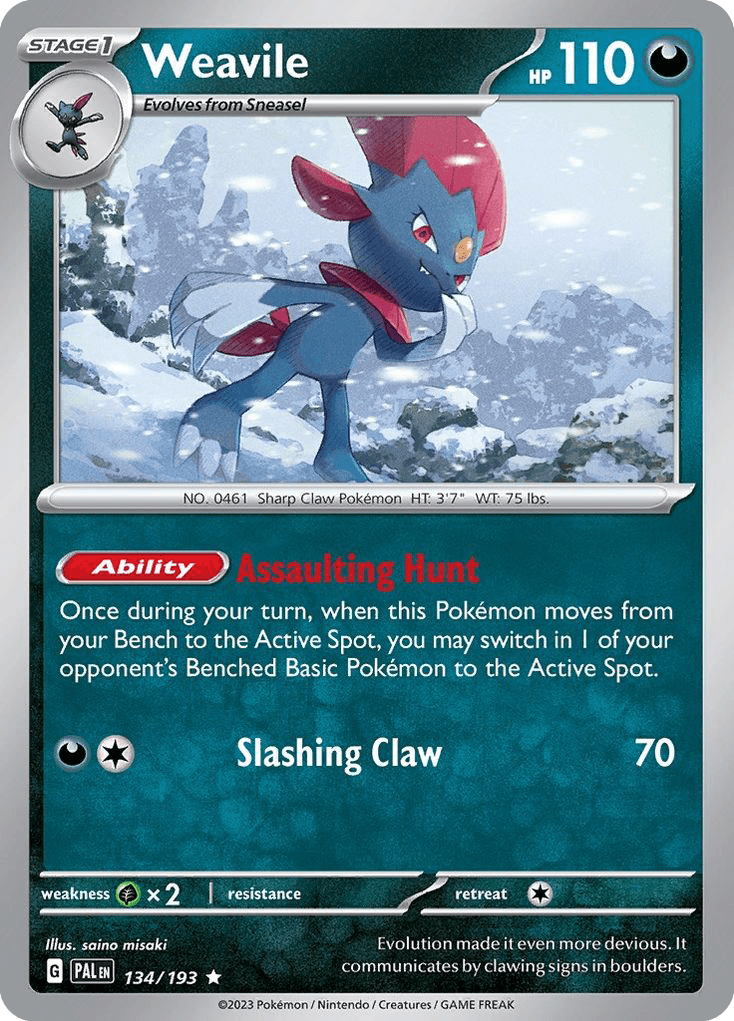Weavile — Paldea Evolved Pokemon card