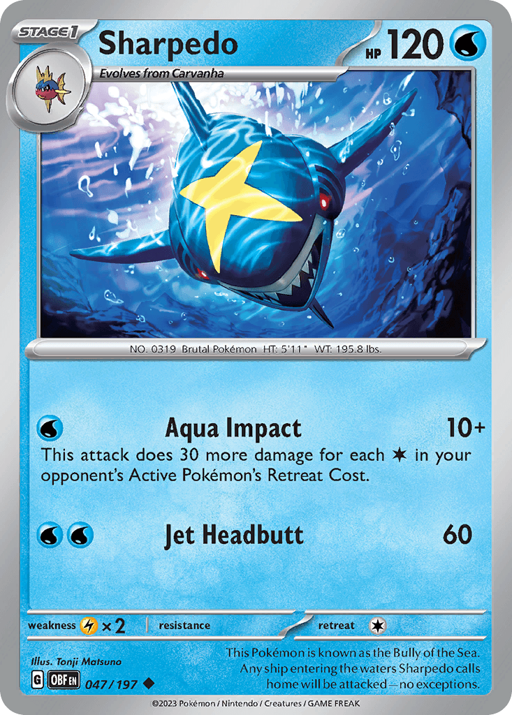 Sharpedo — Obsidian Flames Pokemon card