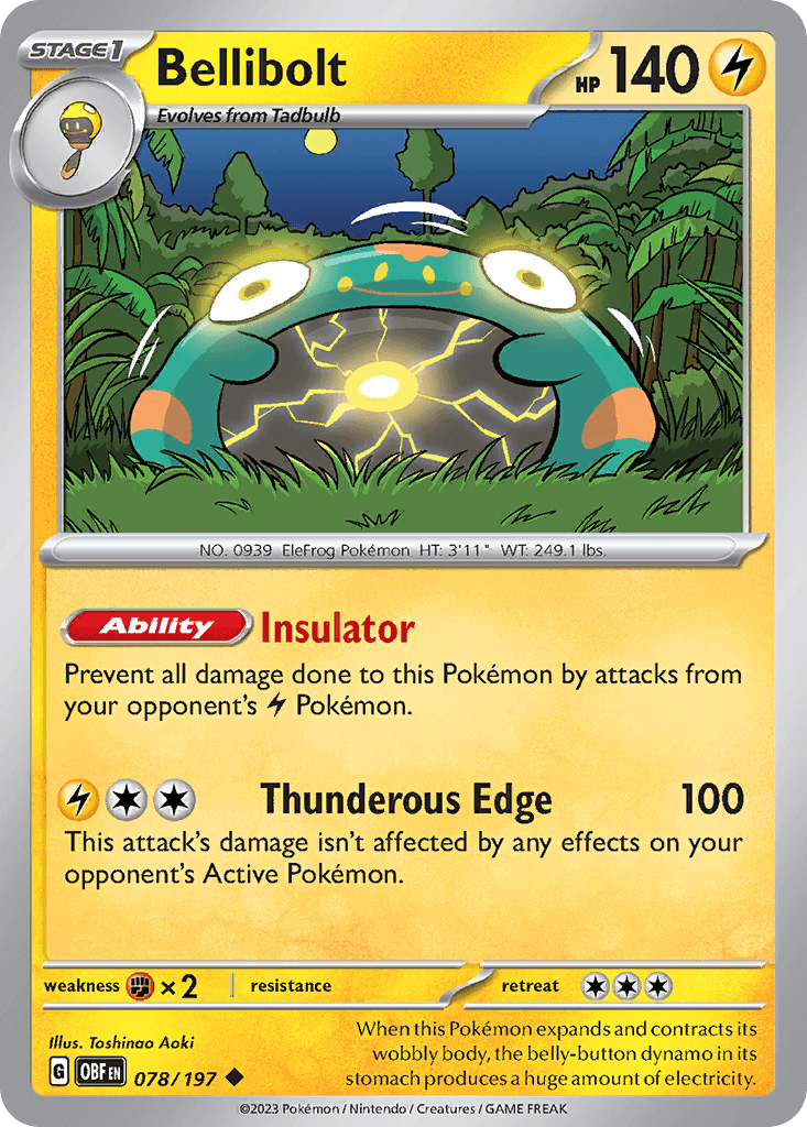 Bellibolt — Obsidian Flames Pokemon card