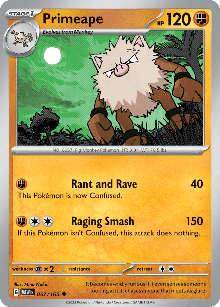 Primeape — 151 Pokemon card