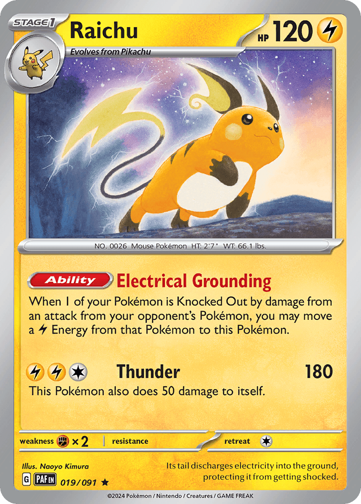 Raichu — Paldean Fates Pokemon card