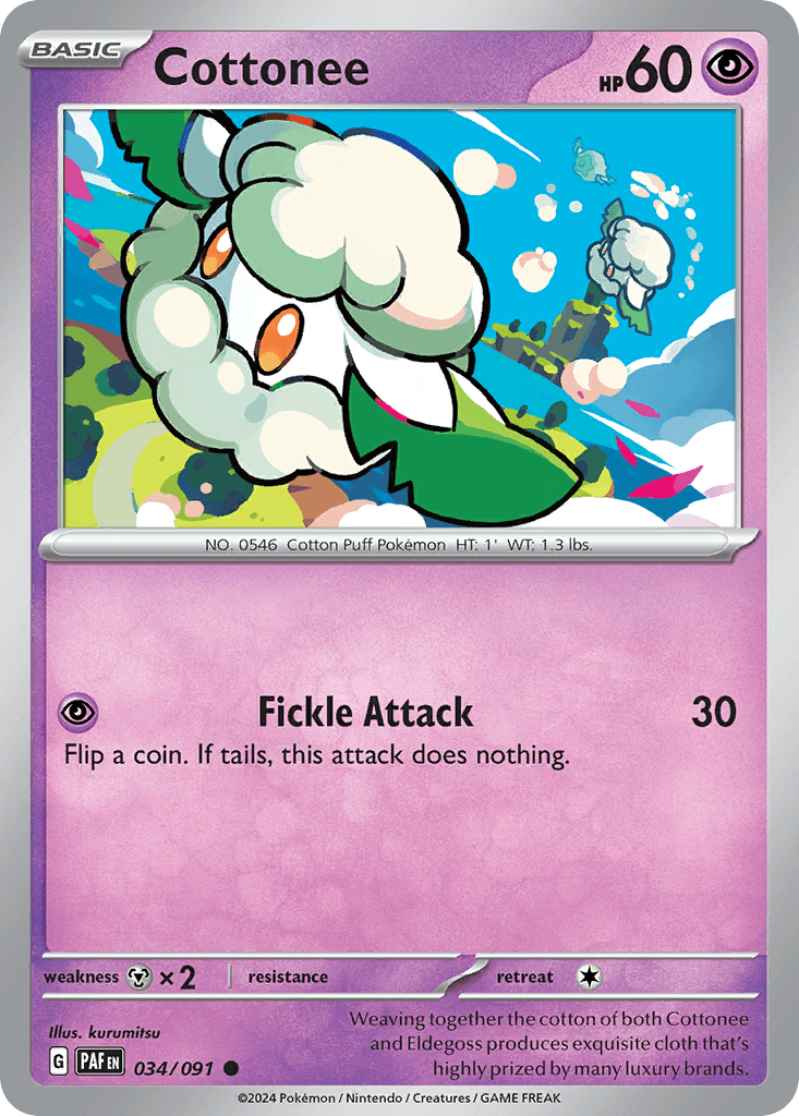 Cottonee — Paldean Fates Pokemon card