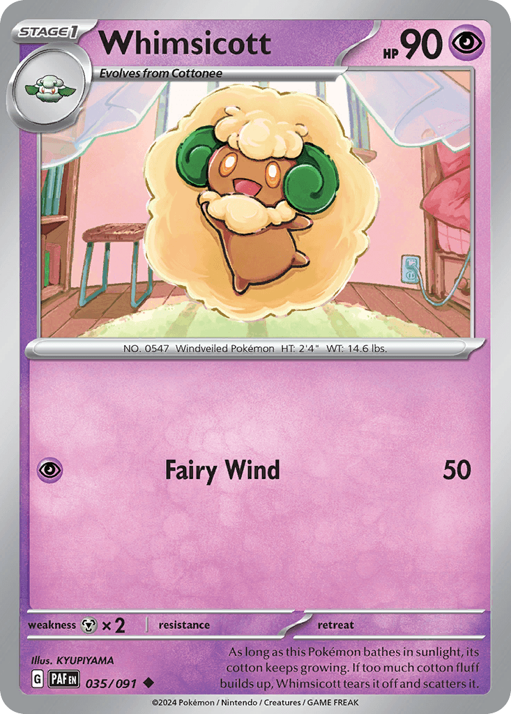 Whimsicott — Paldean Fates Pokemon card