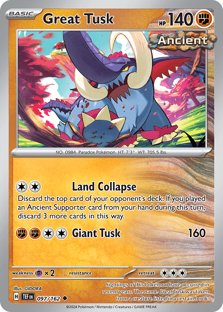 Great Tusk — Temporal Forces Pokemon card