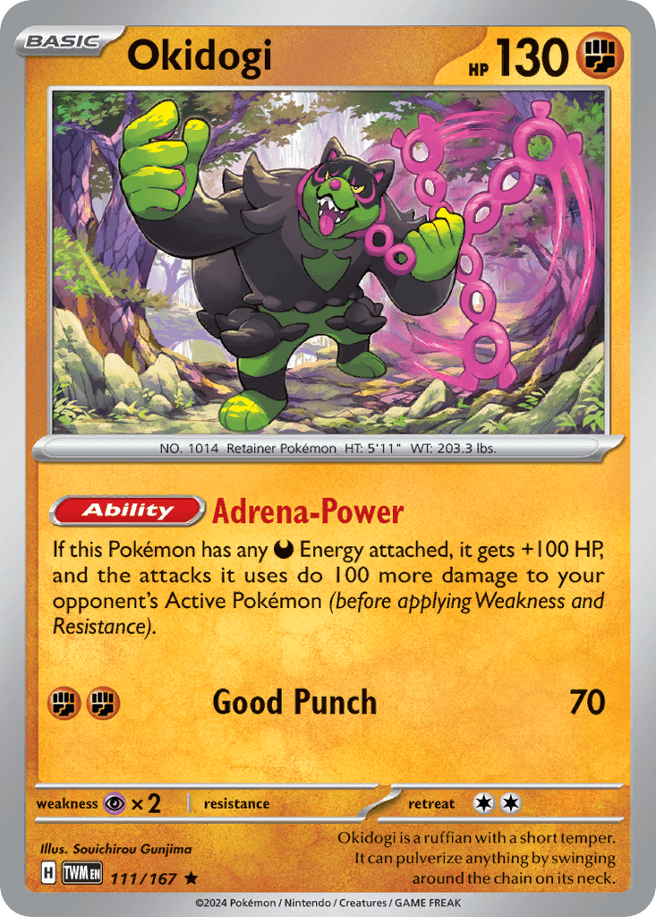 Okidogi — Twilight Masquerade Pokemon card