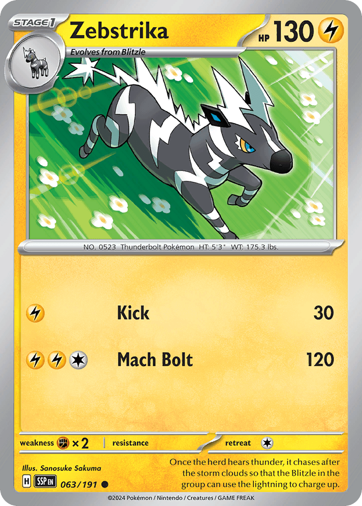 Zebstrika — Surging Sparks Pokemon card