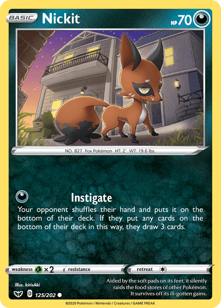 Nickit — Sword & Shield Pokemon card