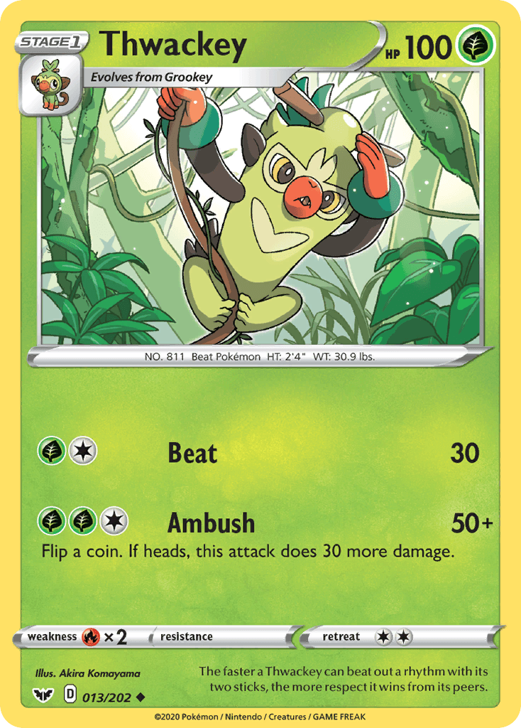 Thwackey — Sword & Shield Pokemon card