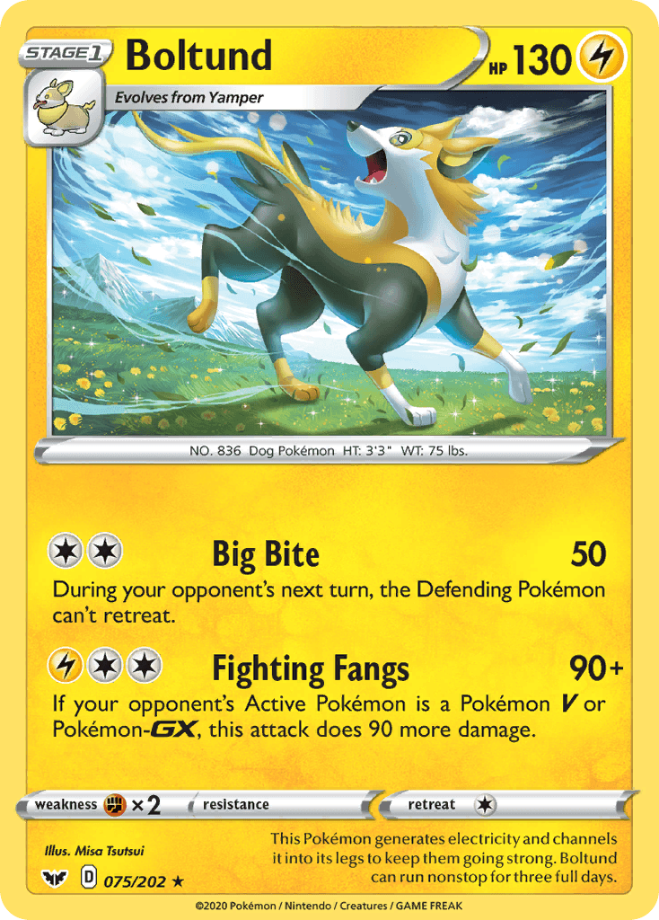 Boltund — Sword & Shield Pokemon card