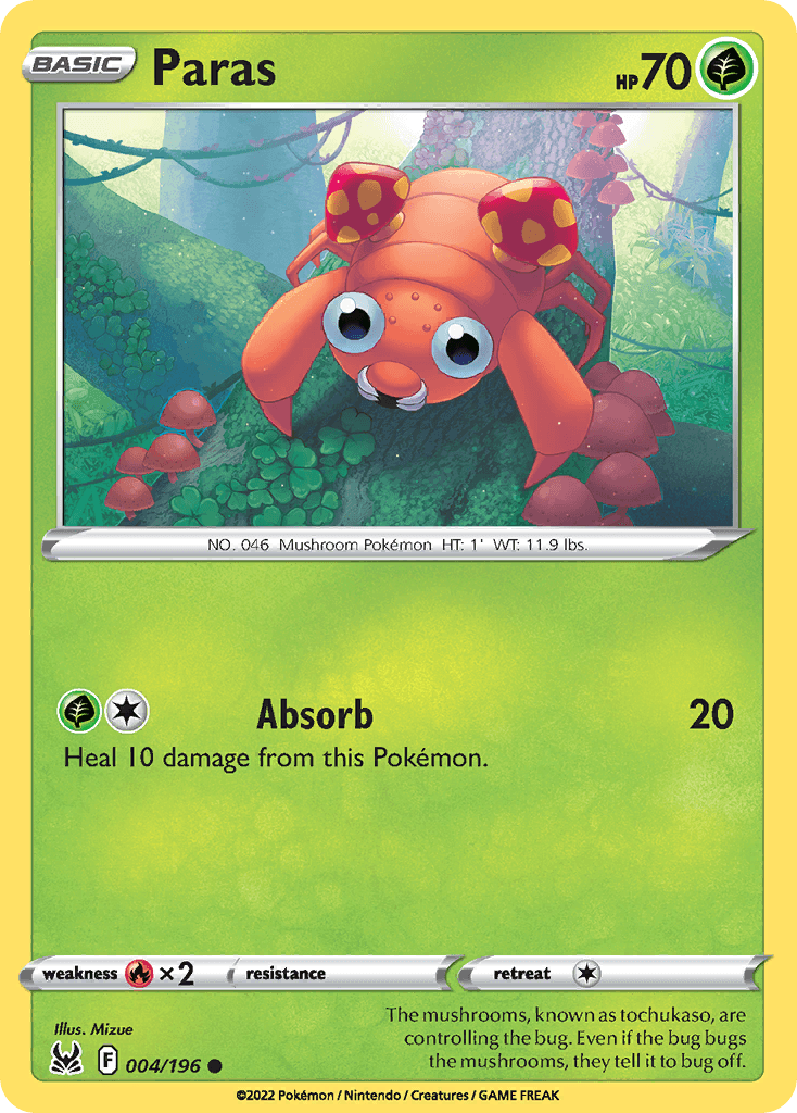 Paras — Lost Origin Pokemon card