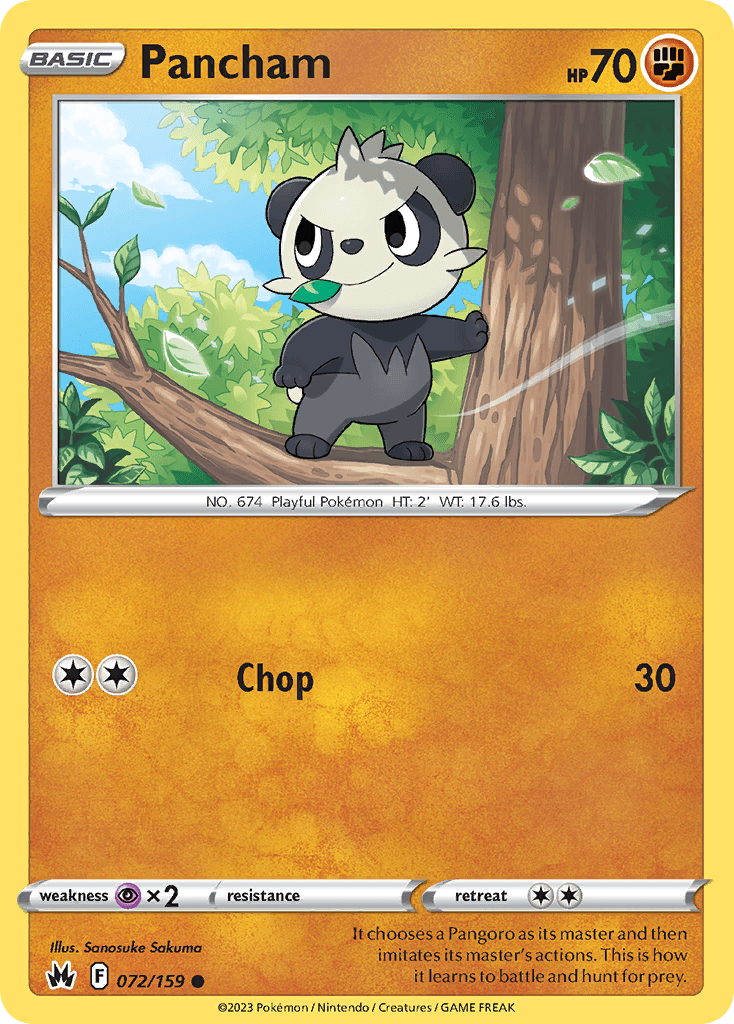 Pancham — Crown Zenith Pokemon card