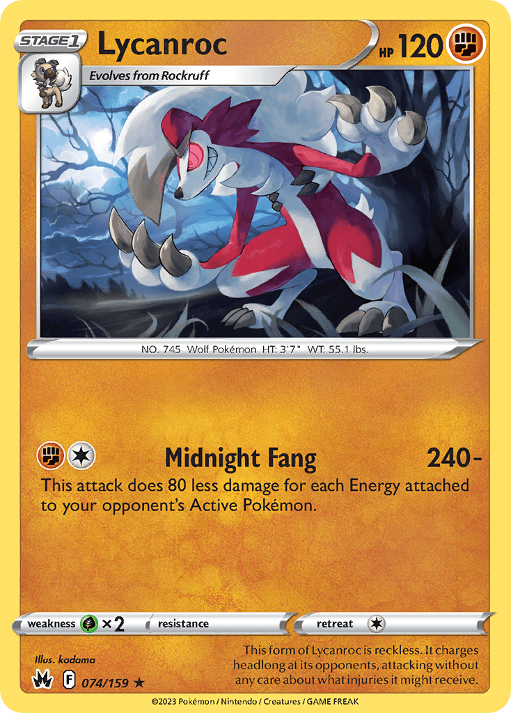 Lycanroc — Crown Zenith Pokemon card