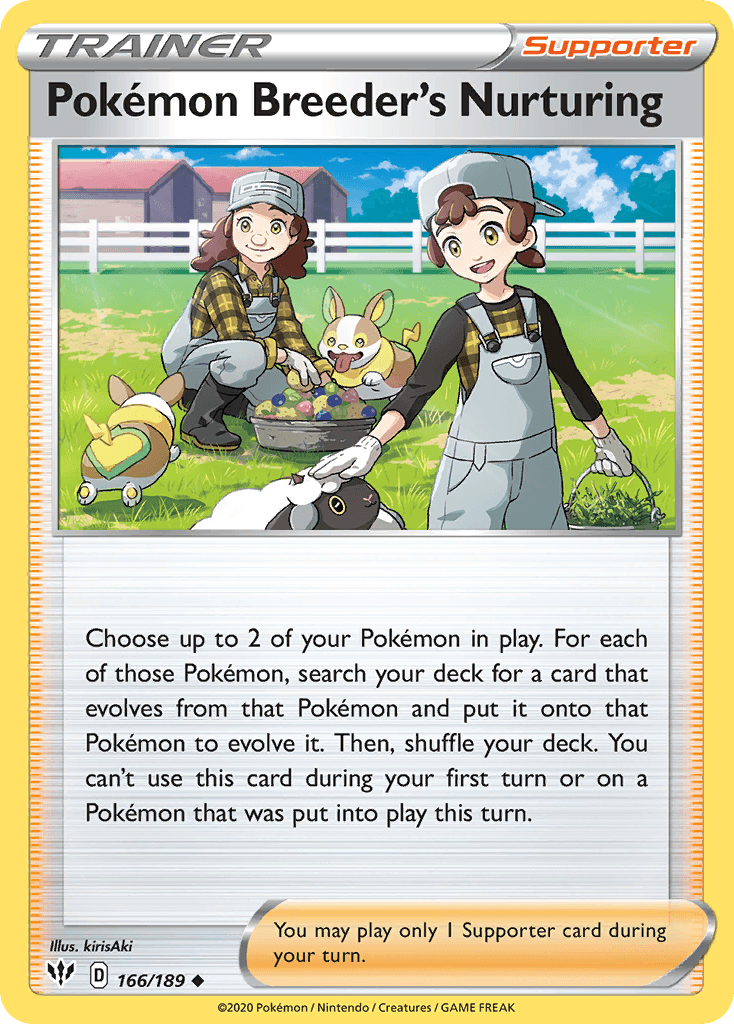 Pokémon Breeder's Nurturing — Darkness Ablaze Pokemon card