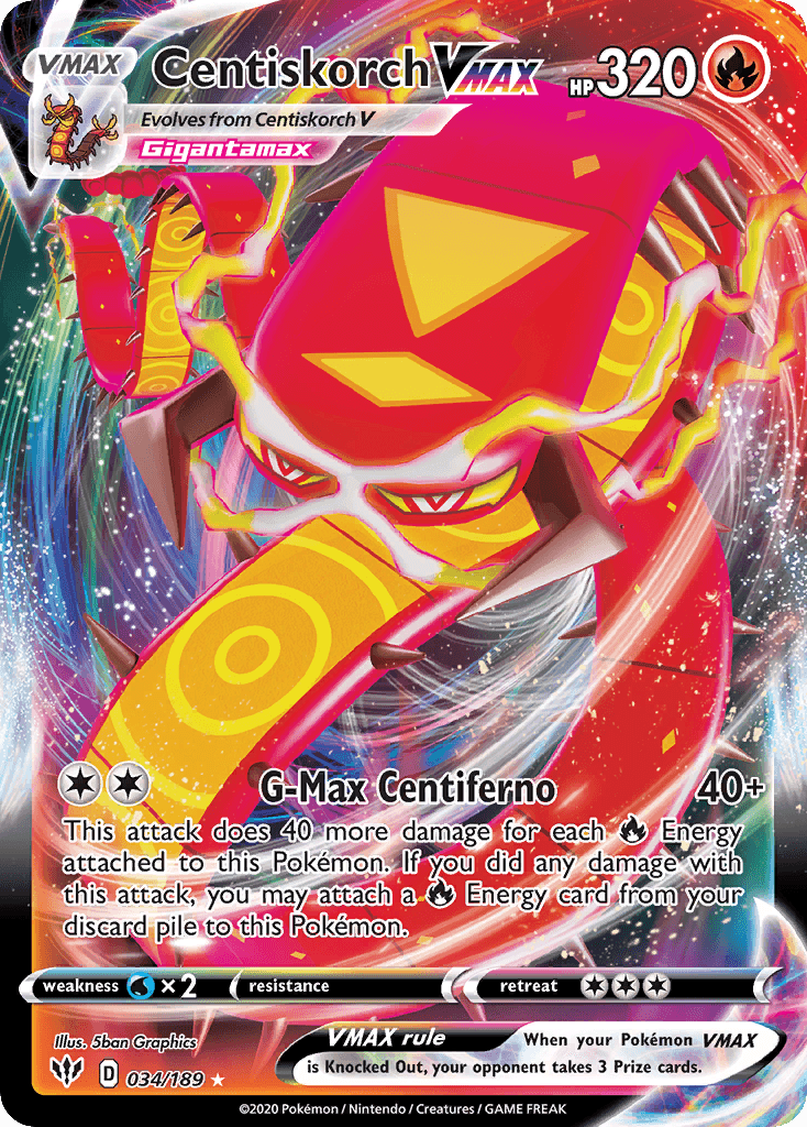 Centiskorch VMAX — Darkness Ablaze Pokemon card