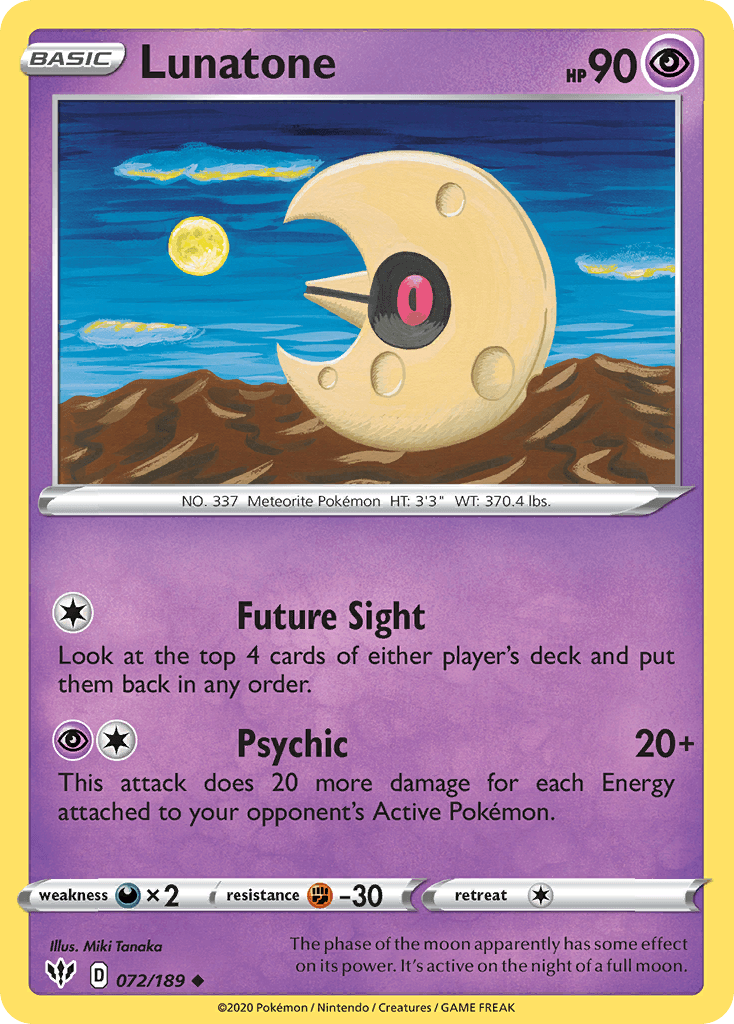 Lunatone — Darkness Ablaze Pokemon card