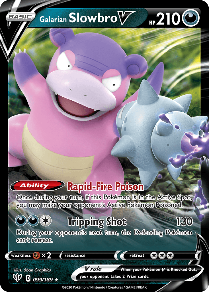 Galarian Slowbro V — Darkness Ablaze Pokemon card