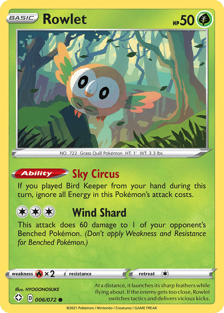 Rowlet — Shining Fates Pokemon card