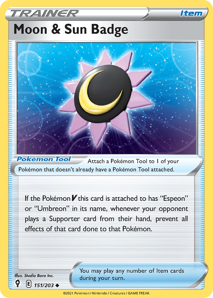 Moon & Sun Badge — Evolving Skies Pokemon card