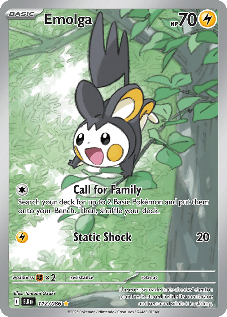 Emolga — Black Bolt Pokemon card
