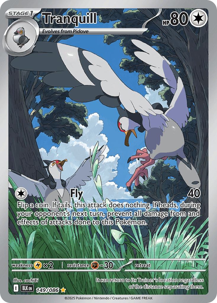 Tranquill — Black Bolt Pokemon card