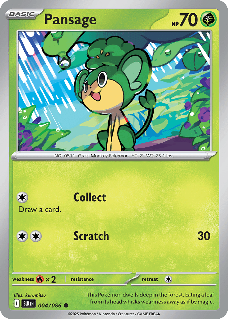 Pansage — Black Bolt Pokemon card