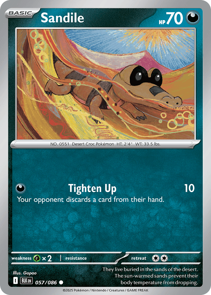 Sandile — Black Bolt Pokemon card