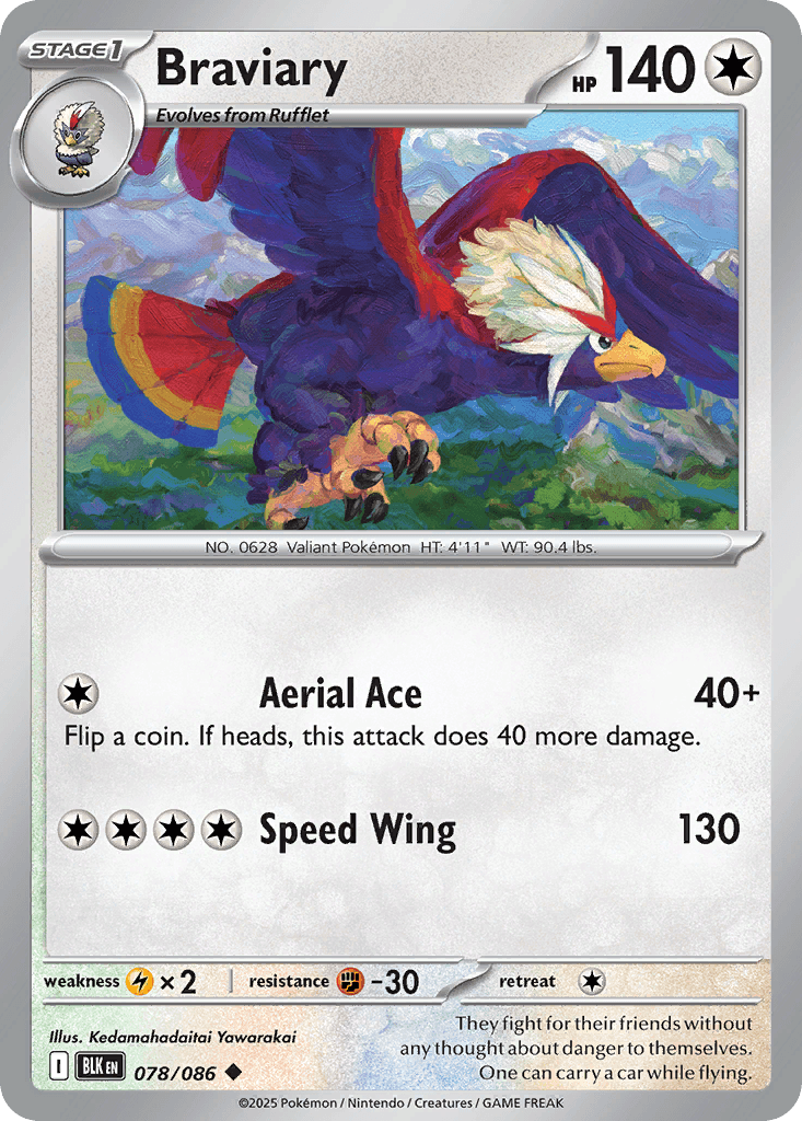Braviary — Black Bolt Pokemon card